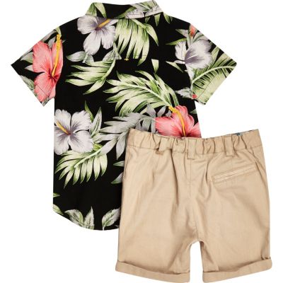 Mini boys floral shirt and shorts outfit